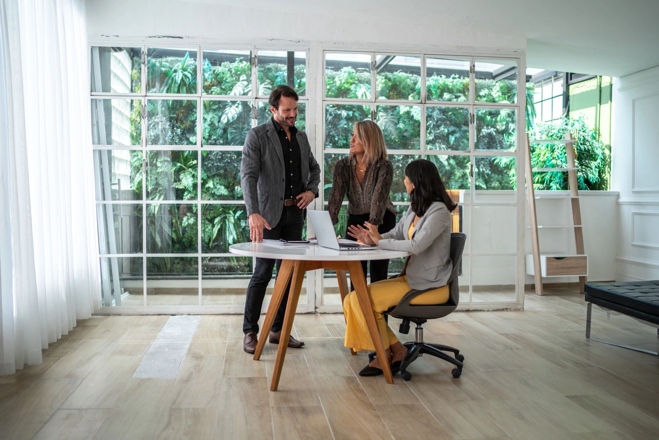 Project team collaborating in an office meeting
